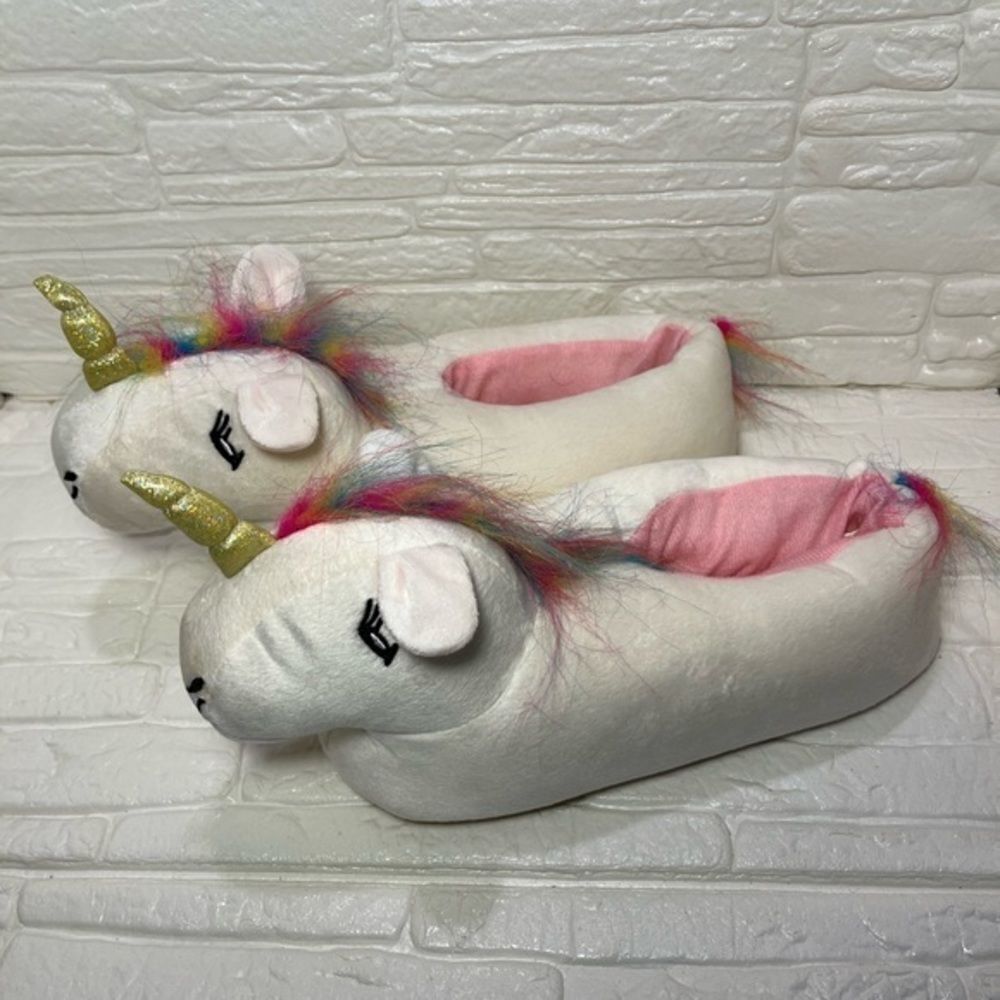 Unicorn Faux-Fur Critter Slippers
